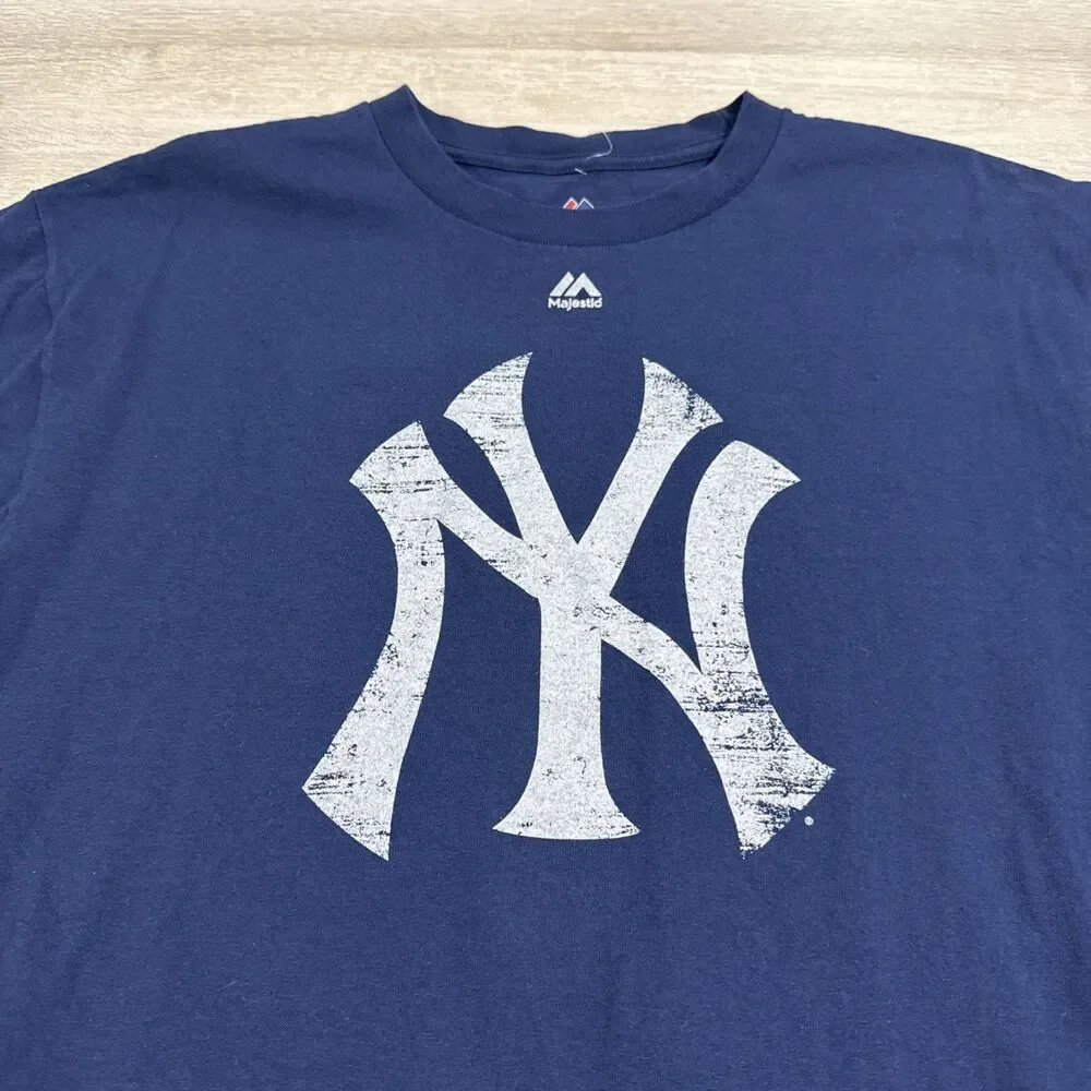 New York Yankees Shirt Dad Number 1 Majestic Men’s Blue Large Baseball Tee